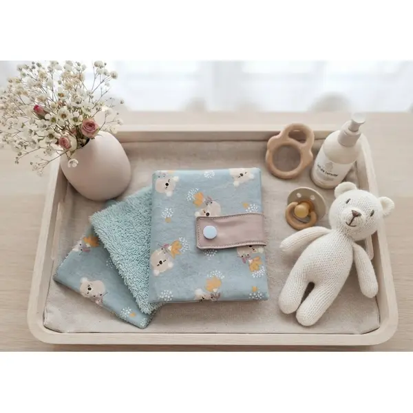 Ensemble pochette et 6 lingettes motif koala