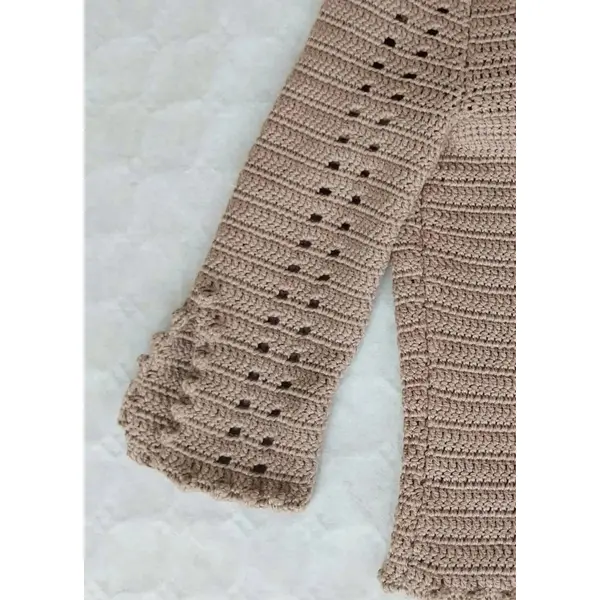 Cardigan pour femme au crochet fait main - veste couleur taupe au crochet -