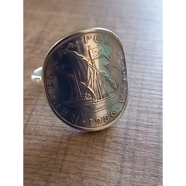 Bague pièce de monnaie 5 escudos portugal