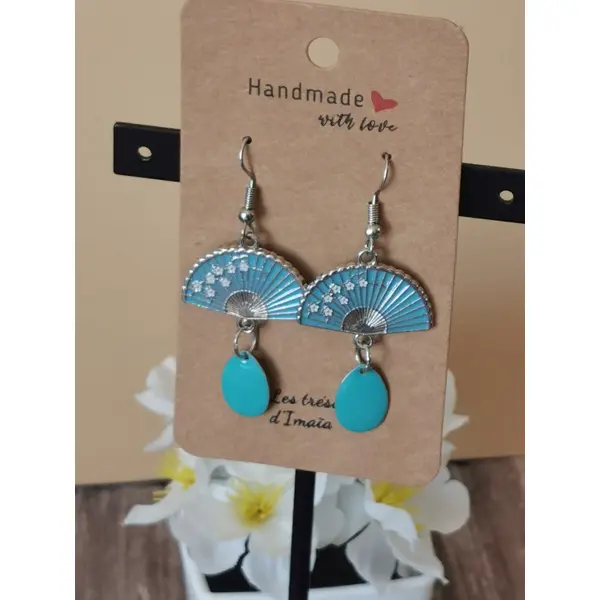 Boucles d'oreilles éventail turquoise