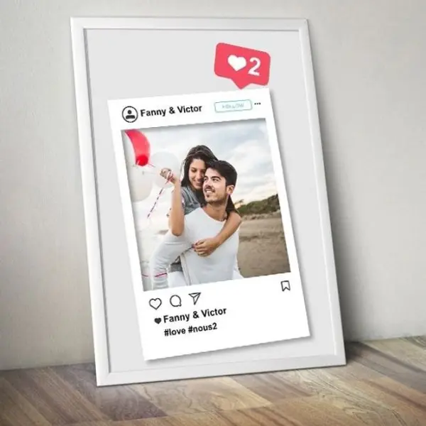 Affiche couple personnalisée avec photo et prénoms – cadeau romantique original