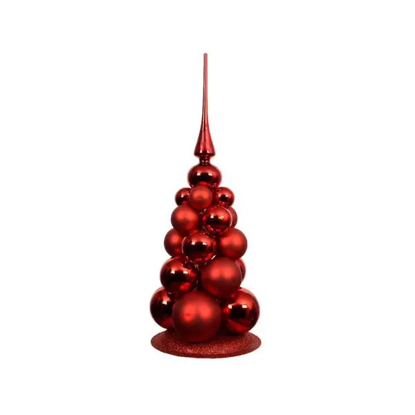 Pyramide de boules de Noël rouges