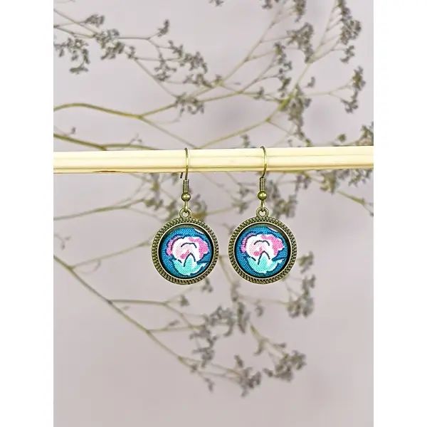 Boucles d'oreilles "corolle" en tissu 40mm