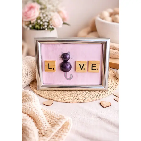 Mini cadre chat love violet