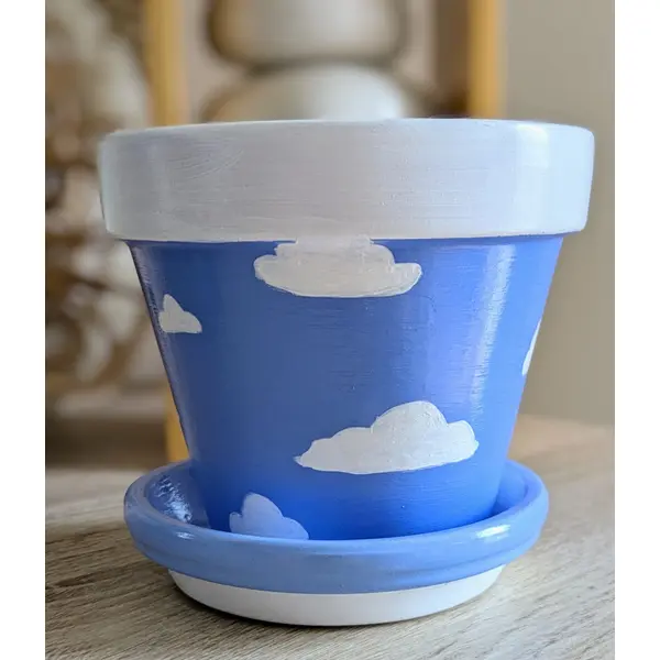 Pot bleu nuages + coupelle