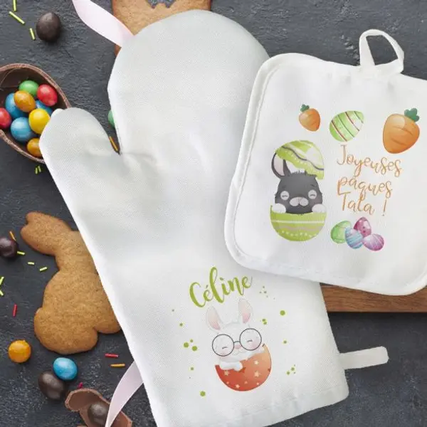 Manique / gant personnalisés de cuisine Pâques