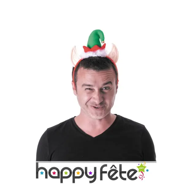Bonnet et oreilles de lutin sur serre tête