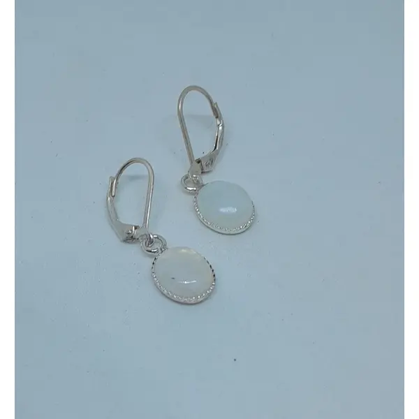 Boucles d'oreille dormeuses argent 925 et pierre de lune création unique