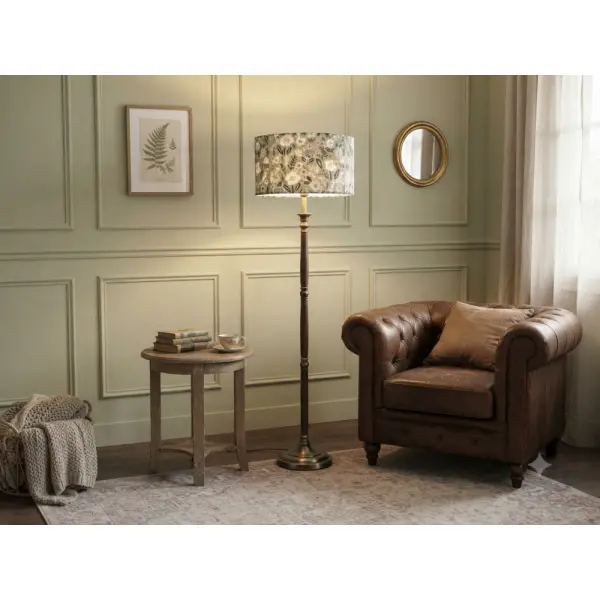 Abat-jour fleuri vert sauge – luminaire artisanal français, déco nature, romantique, campagne chic, bohème, salon chambre