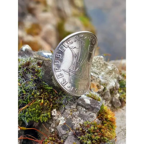 Bague pièce de monnaie 5 escudos portugal
