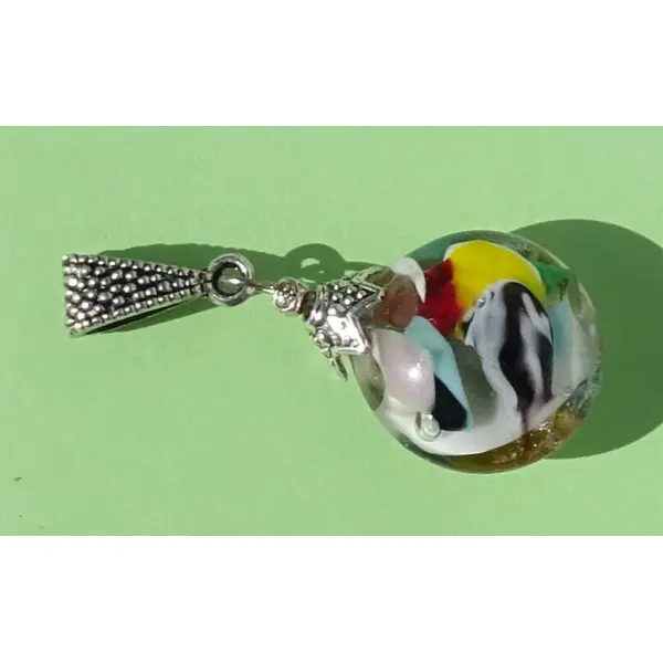 Pendentif perle d'art, lampwork,murano, verre filé cl.1146