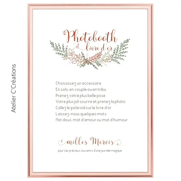 Affiche pour mariage, pancarte livre d'or, décoration de mariage, modèle { feuillage rétro } affiche numérique à imprimer
