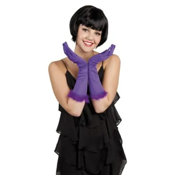 Gants Mi-Longs avec plumes Violet