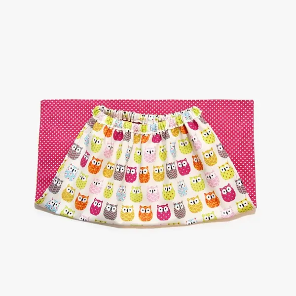 Serviette de table enfant, avec élastique, cantine maternelle, motifs petites chouettes