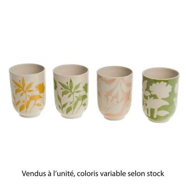 Tasse 'Billie', motif floral, coloris variables - D.8cm