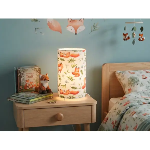 Lampe enfant renard – luminaire déco chambre bébé, lampe de chevet forêt et animaux des bois, décoration nature scandinave