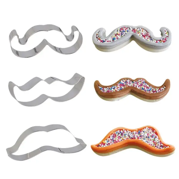Lot de 3 emporte-pièces moustaches en inox