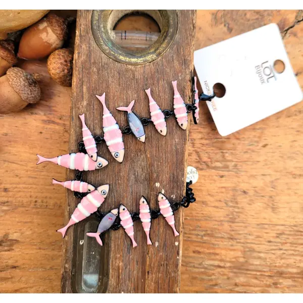 Un bracelet vintage lol avec breloques poissons en émail, pour maman ... : "sardines de cocagne"