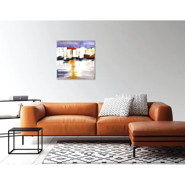 Peinture de marine , dans le midi, huile au couteau sur toile de lin sur châssis... : "port de marseille"
