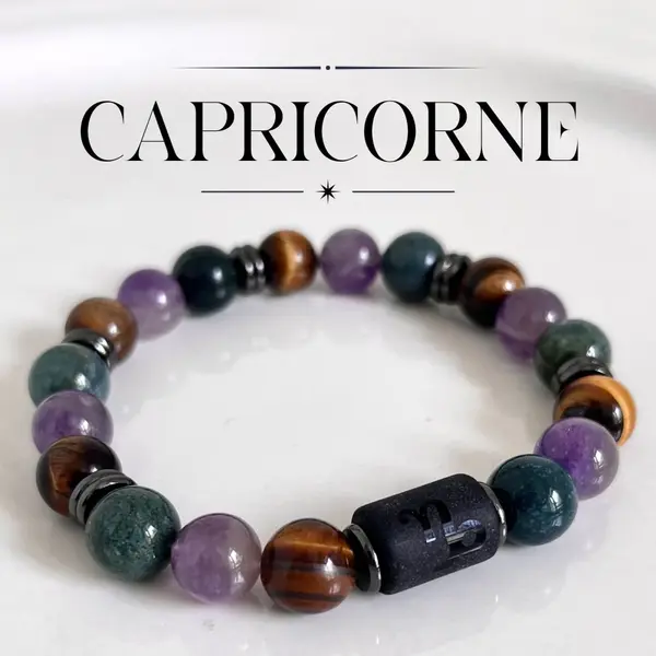 Bracelet capricorne homme pierres naturelles