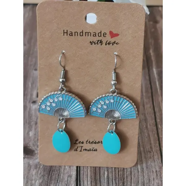 Boucles d'oreilles éventail turquoise
