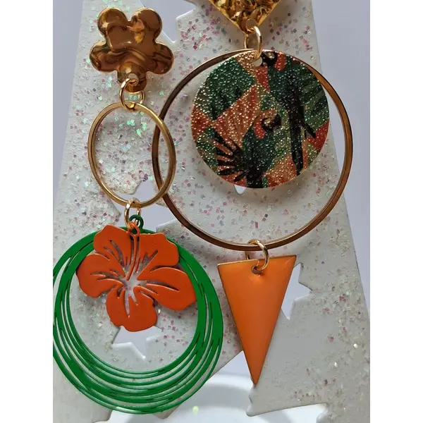 Boucles acier inoxydable dépareillées "exotic"