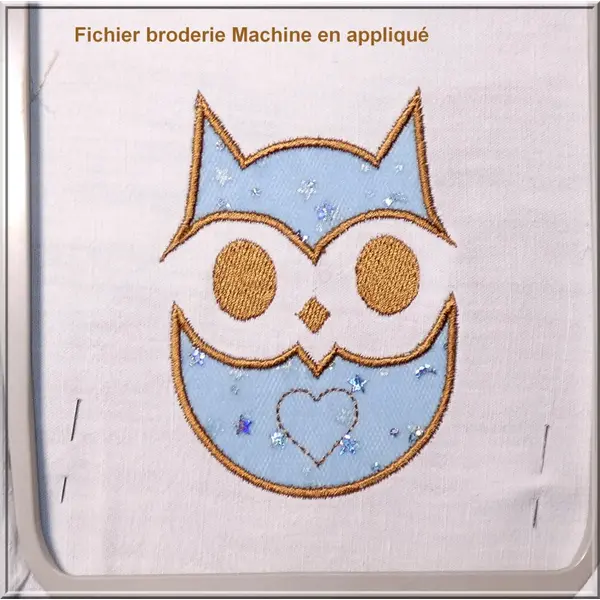 Chouette en appliqué : fichier broderie machine
