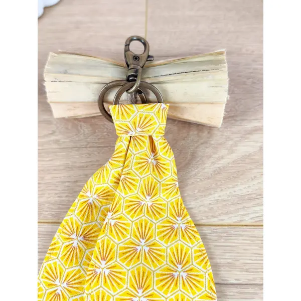 Porte-clé / bijou de sac en tissu "riad" jaune