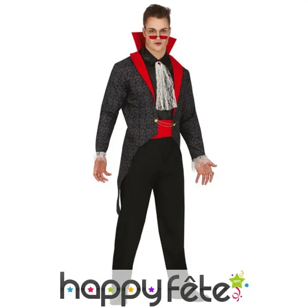Costume noir rouge de vampire pour homme