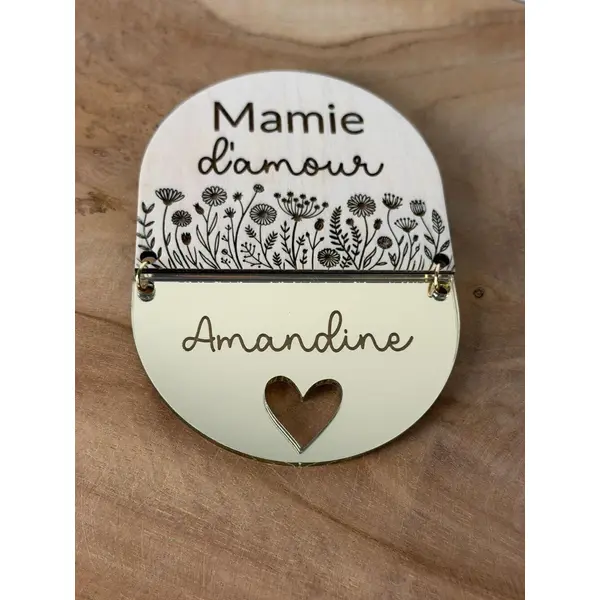 Magnet en bois personnalisé mamie d'amour - fête des grands-mères - cadeau mamie ou maman d'amour