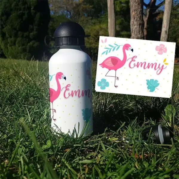 Gourde ou bouteille personnalisée pour enfant modèle Flamand rose