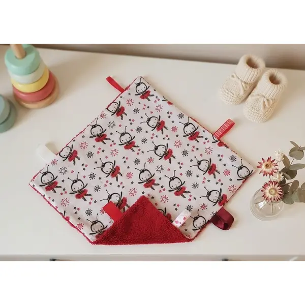 Doudou plat carré coton motifs abeilles