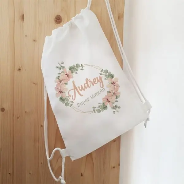 Sac personnalisable pour Témoin ou Demoiselle d'honneur | couronne de fleurs