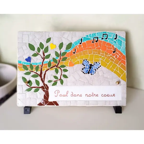 Plaque funéraire en mosaïque personnalisable avec message gravé