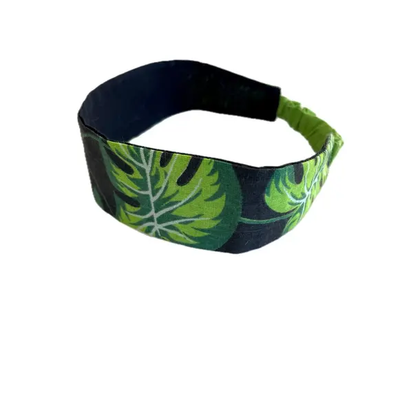 Bandeau cheveux femme tropical noir et vert