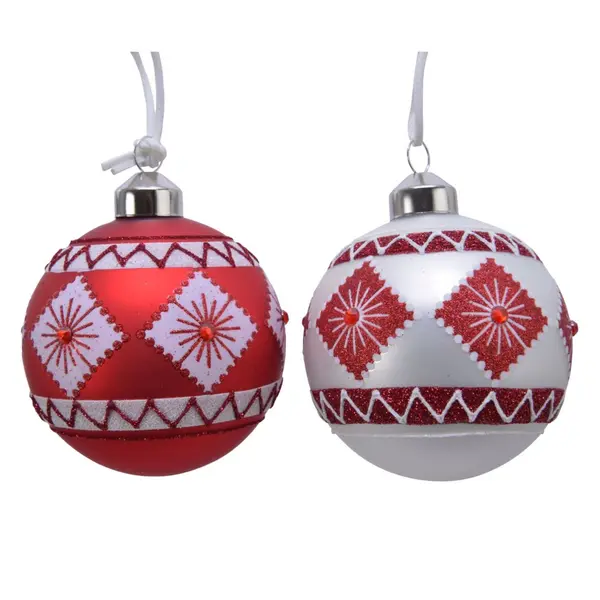 2x3 Boules diamants rouge et blanc