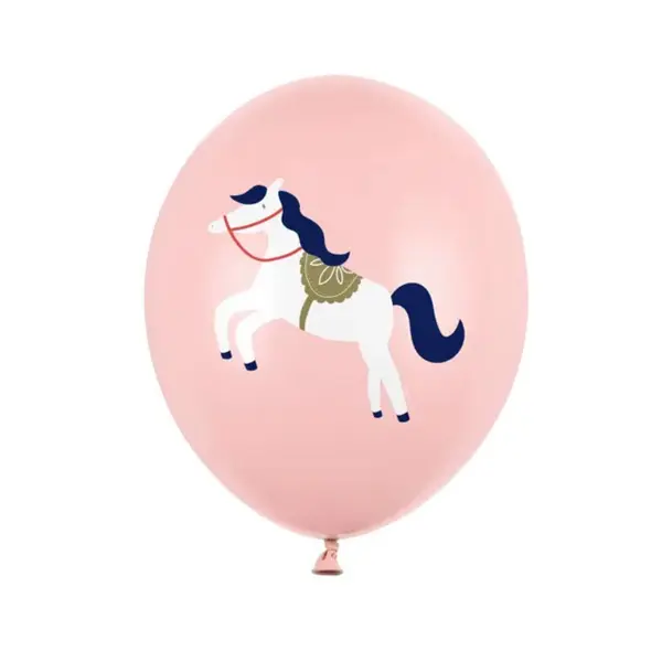 Ballons Latex Imprimés Cheval Blanc Rose Pastel