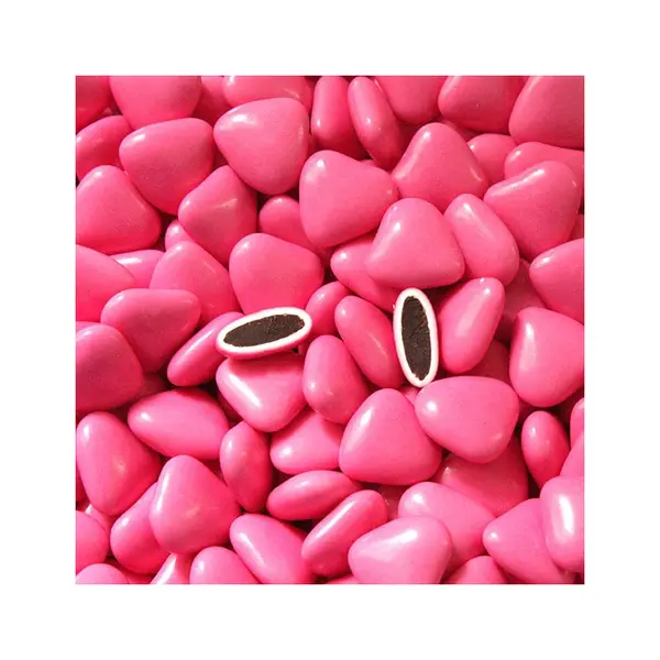 Dragées coeur chocolat fuchsia 1kg
