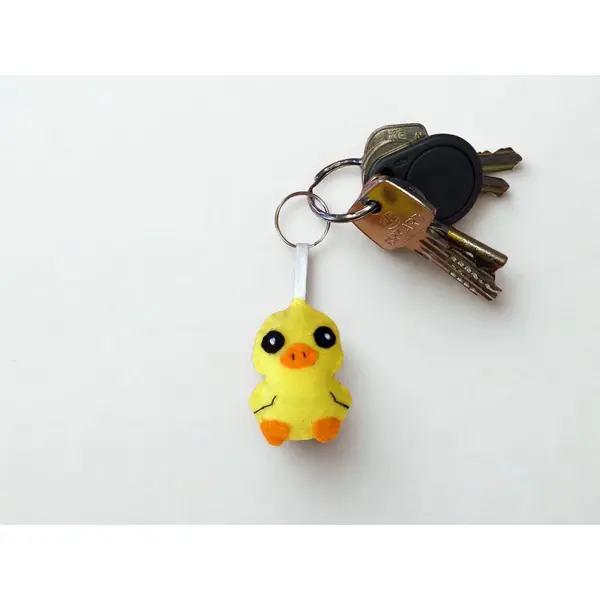 Porte clé canard jaune, breloque de sac kawaii en feutrine