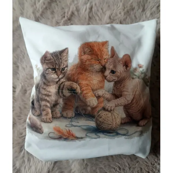 Coussin décoratif 30x30 cm - chatons jouant avec une pelote