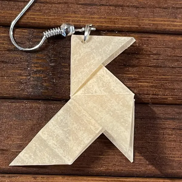 Boucles d'oreilles origami cocotte saumon rayé