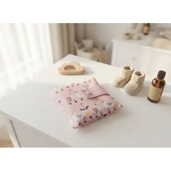Ensemble pochette et 6 lingettes motif lama