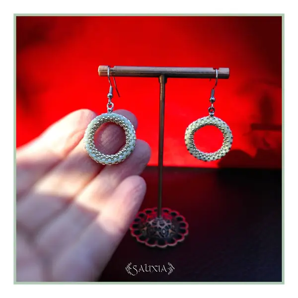 Boucles d'oreilles anneaux tissés à l'aiguille perles de verre japonaises crochets ou dormeuses acier inoxydable (#bo1007)