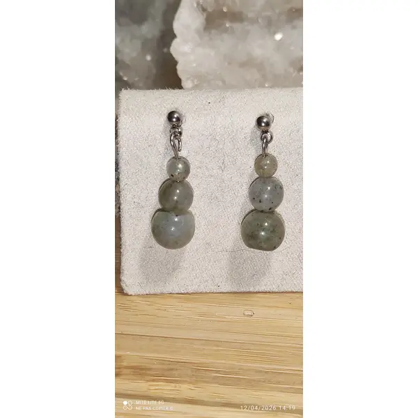 Boucles d'oreilles en labradorites grises