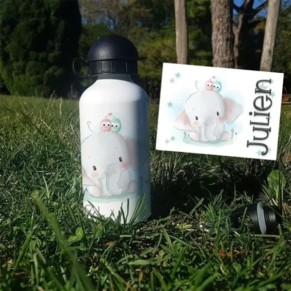 Gourde ou bouteille personnalisée pour enfant modèle Elephant