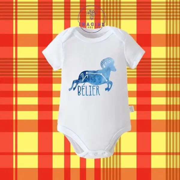Body - bébé - baby - sublimation - impression infusible ink - horoscope - astrologie - constellations - signe du bélier