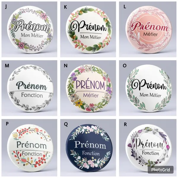 Badge personnalisable aide soignante, infirmière ou autre en 56mm