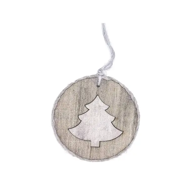 6 Suspensions disque en bois avec motifs