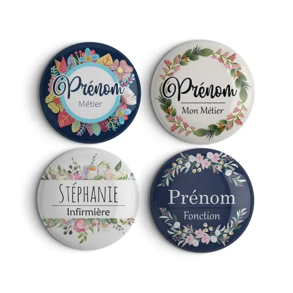 Badge personnalisable aide soignante, infirmière ou autre en 56mm
