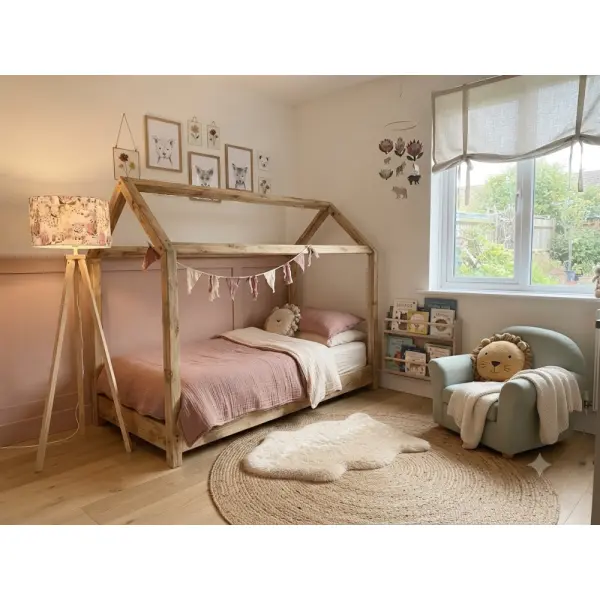 Abat-jour enfant fleurs roses & animaux – déco chambre bébé, tigre, renard, bohème, romantique, cadeau fille